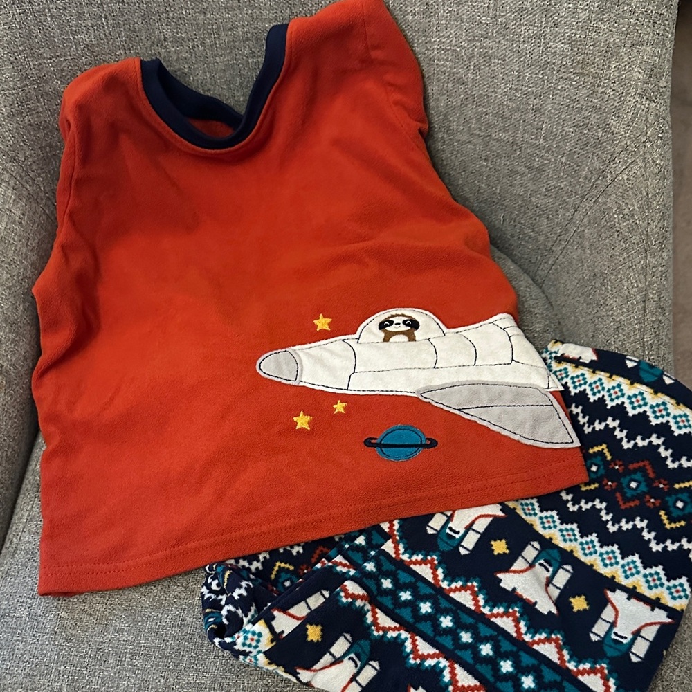 Orange Space-Themed Kids Pajama Set